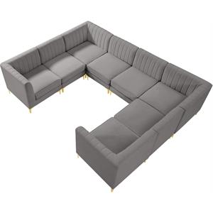 Meridian Furniture Alina Grey Velvet Modular Sectional