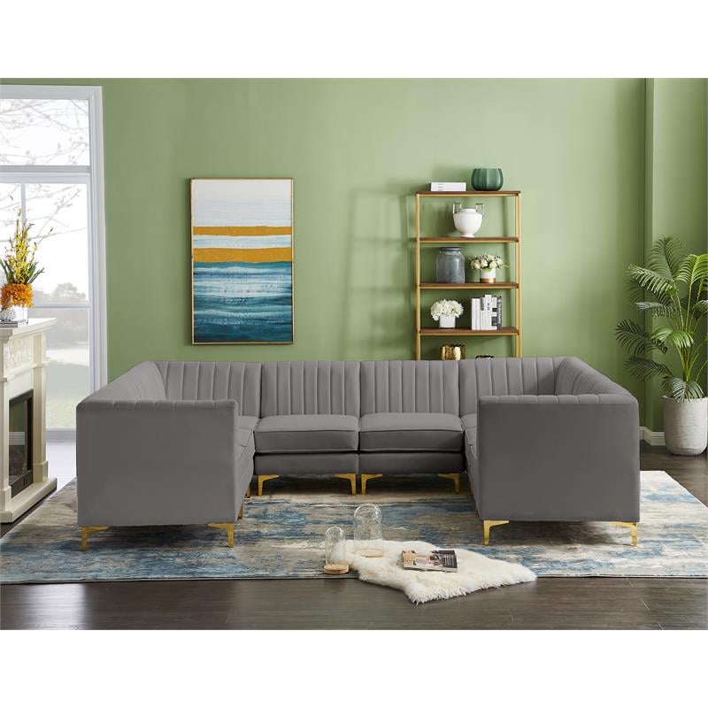Meridian Furniture Alina Grey Velvet Modular Sectional