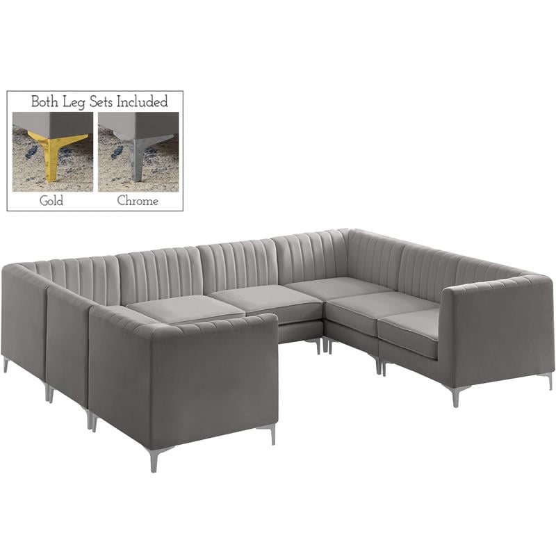Meridian Furniture Alina Grey Velvet Modular Sectional