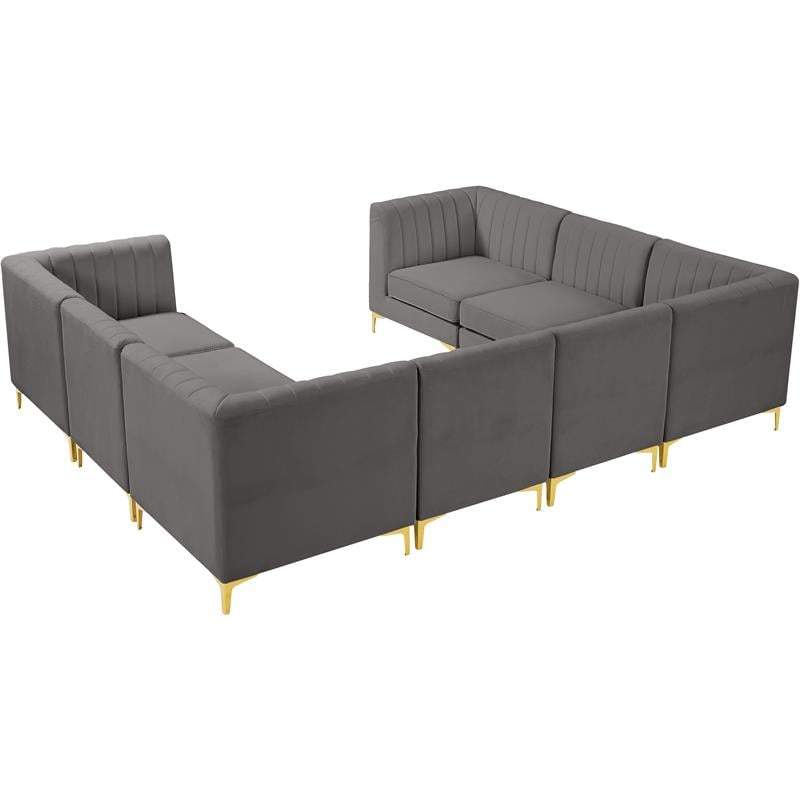 Meridian Furniture Alina Grey Velvet Modular Sectional
