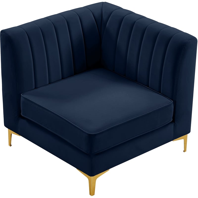Meridian Furniture Alina Navy Velvet Corner Chair
