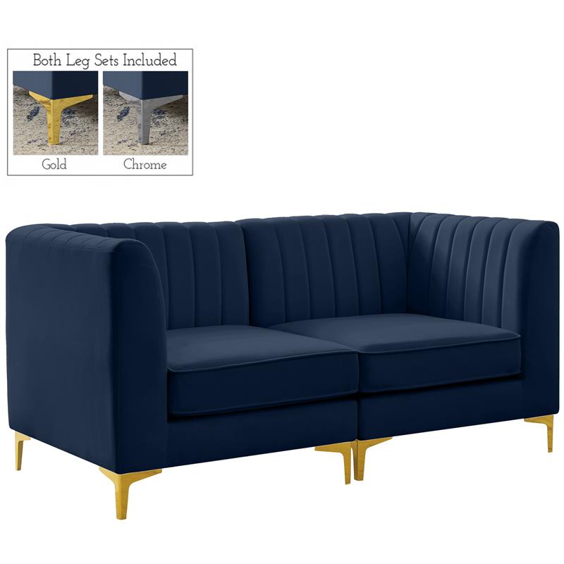 Meridian Furniture Alina Navy Velvet Modular Sofa