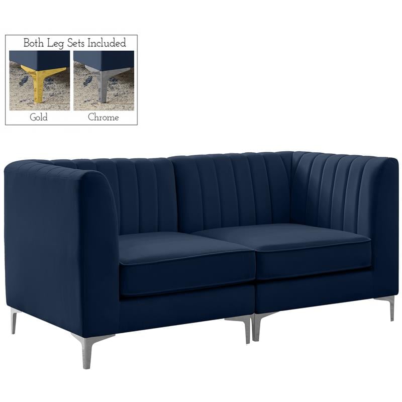 Meridian Furniture Alina Navy Velvet Modular Sofa