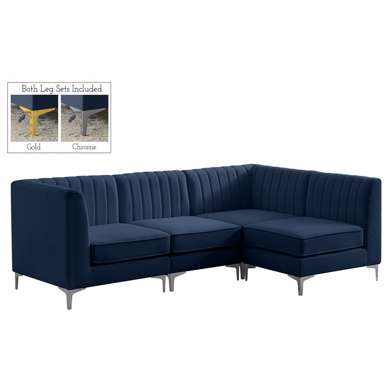 Meridian Furniture Alina Navy Velvet Modular Sectional