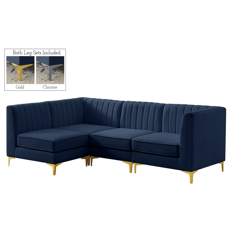 Meridian Furniture Alina Navy Velvet Modular Sectional