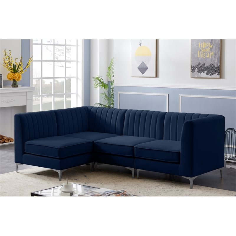 Meridian Furniture Alina Navy Velvet Modular Sectional