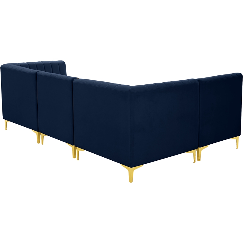 Meridian Furniture Alina Navy Velvet Modular Sectional