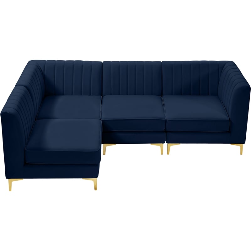Meridian Furniture Alina Navy Velvet Modular Sectional