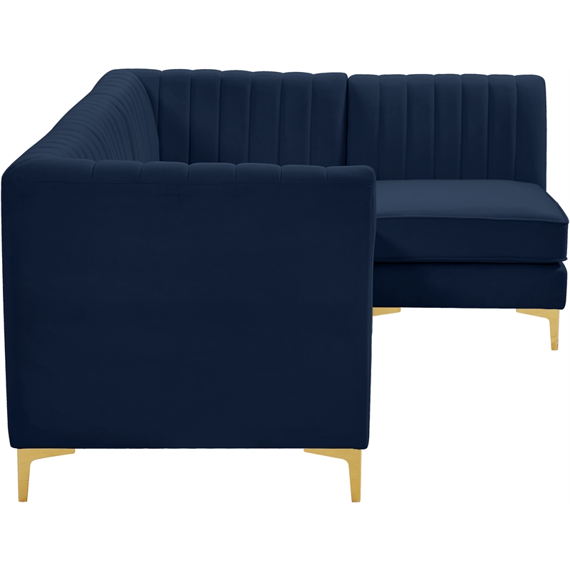 Meridian Furniture Alina Navy Velvet Modular Sectional