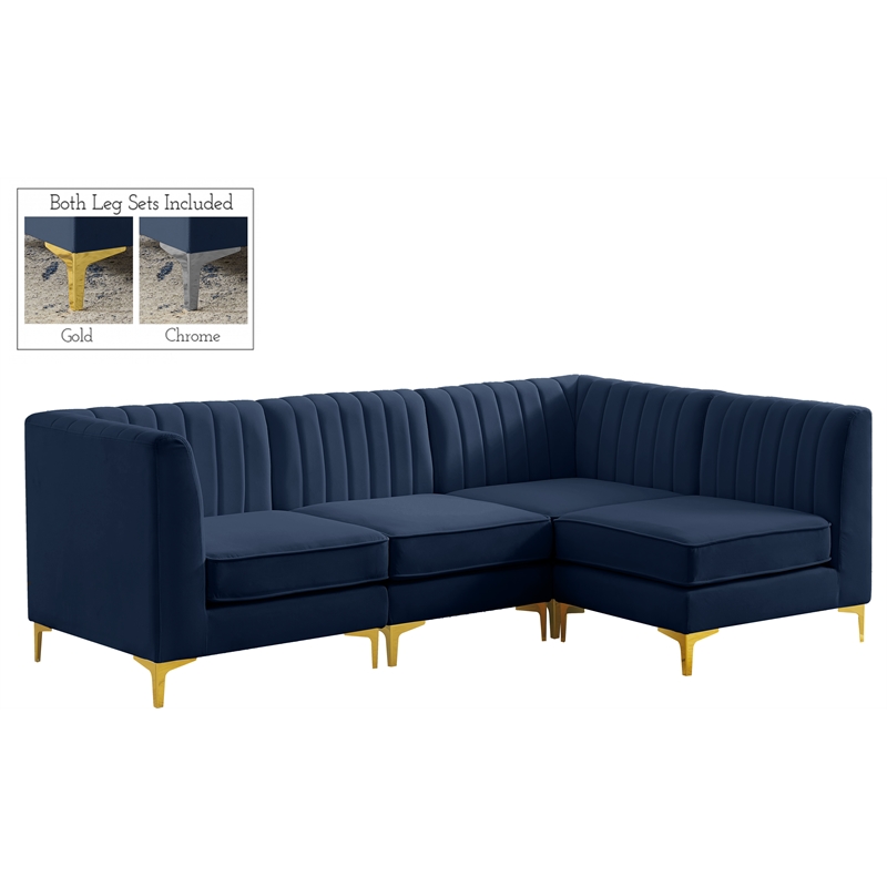 Meridian Furniture Alina Navy Velvet Modular Sectional