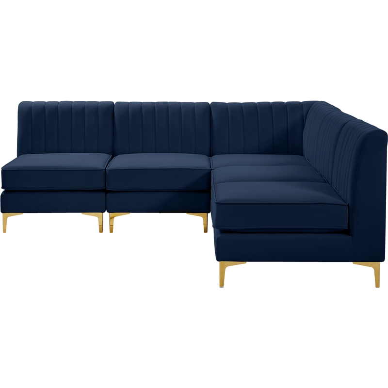 Meridian Furniture Alina Navy Velvet Modular Sectional