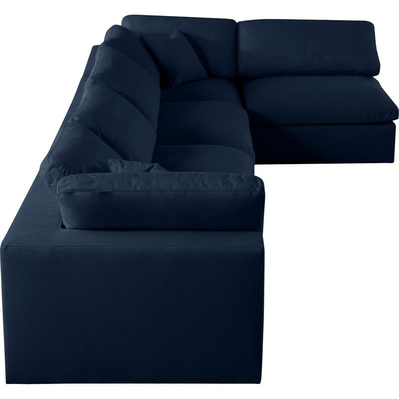 Meridian Furniture Serene Navy Linen Fabric Deluxe Modular Sectional