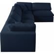 Meridian Furniture Serene Navy Linen Fabric Deluxe Modular Sectional
