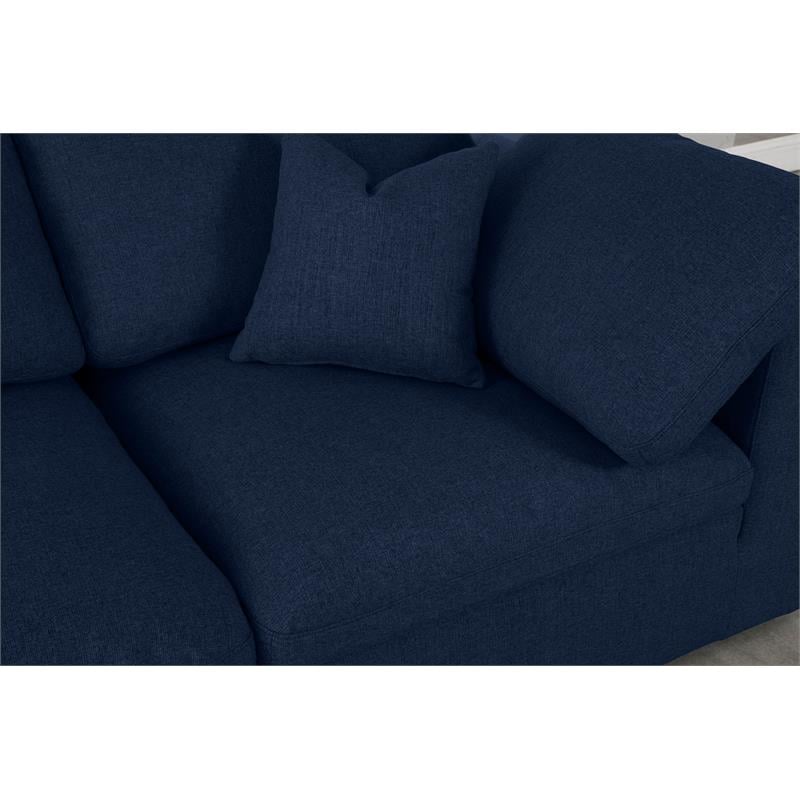 Meridian Furniture Serene Navy Linen Fabric Deluxe Modular Sectional