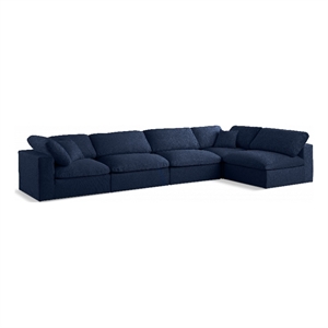 Meridian Furniture Serene Navy Linen Fabric Deluxe Modular Sectional
