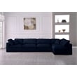 Meridian Furniture Serene Navy Linen Fabric Deluxe Modular Sectional