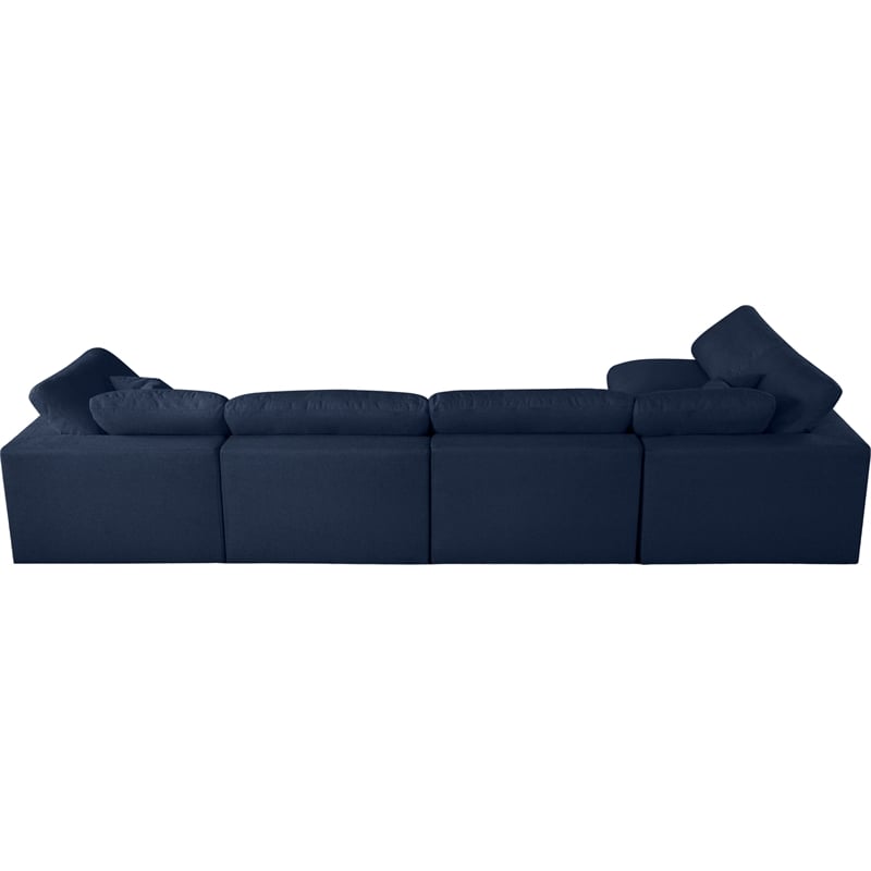 Meridian Furniture Serene Navy Linen Fabric Deluxe Modular Sectional