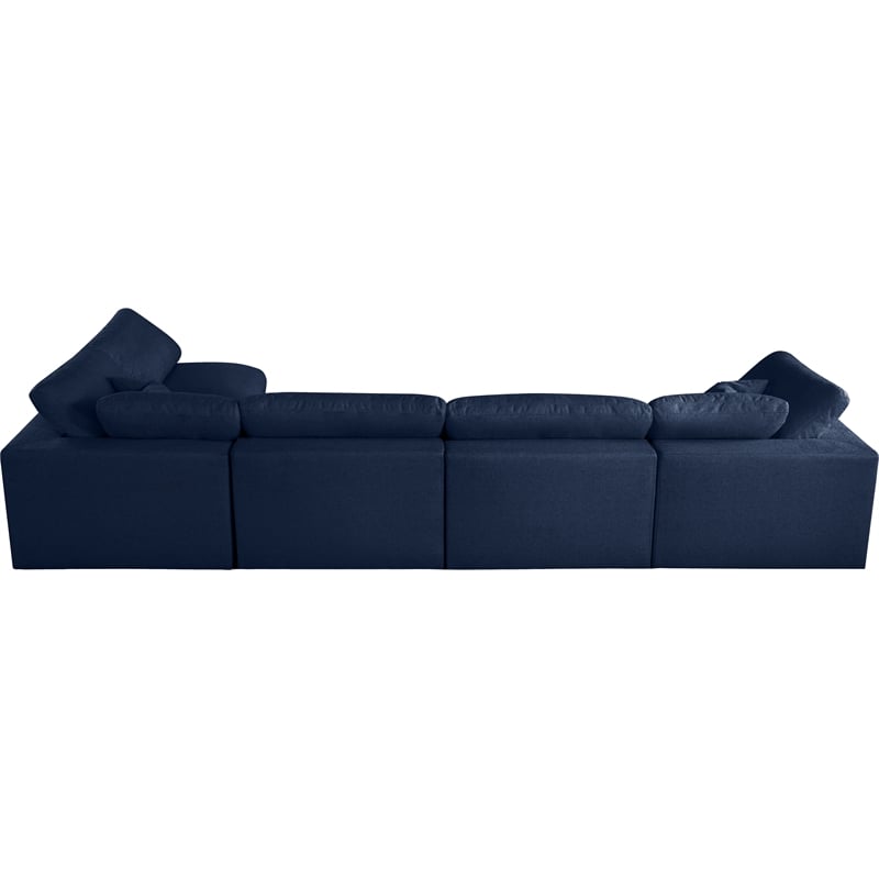 Meridian Furniture Serene Navy Linen Fabric Deluxe Modular Sectional