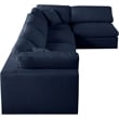 Meridian Furniture Serene Navy Linen Fabric Deluxe Modular Sectional