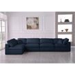 Meridian Furniture Serene Navy Linen Fabric Deluxe Modular Sectional