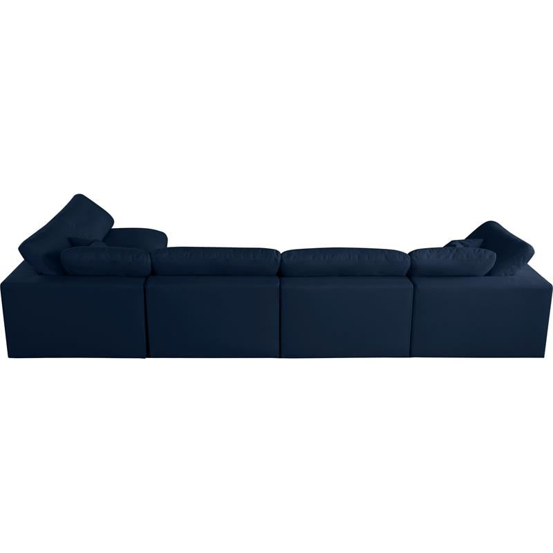 Meridian Furniture Serene Navy Linen Fabric Deluxe Modular Sectional