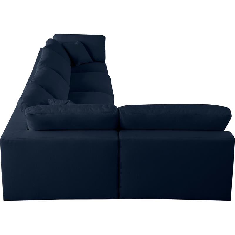Meridian Furniture Serene Navy Linen Fabric Deluxe Modular Sectional