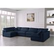 Meridian Furniture Serene Navy Linen Fabric Deluxe Modular Sectional