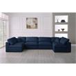 Meridian Furniture Serene Navy Linen Fabric Deluxe Modular Sectional