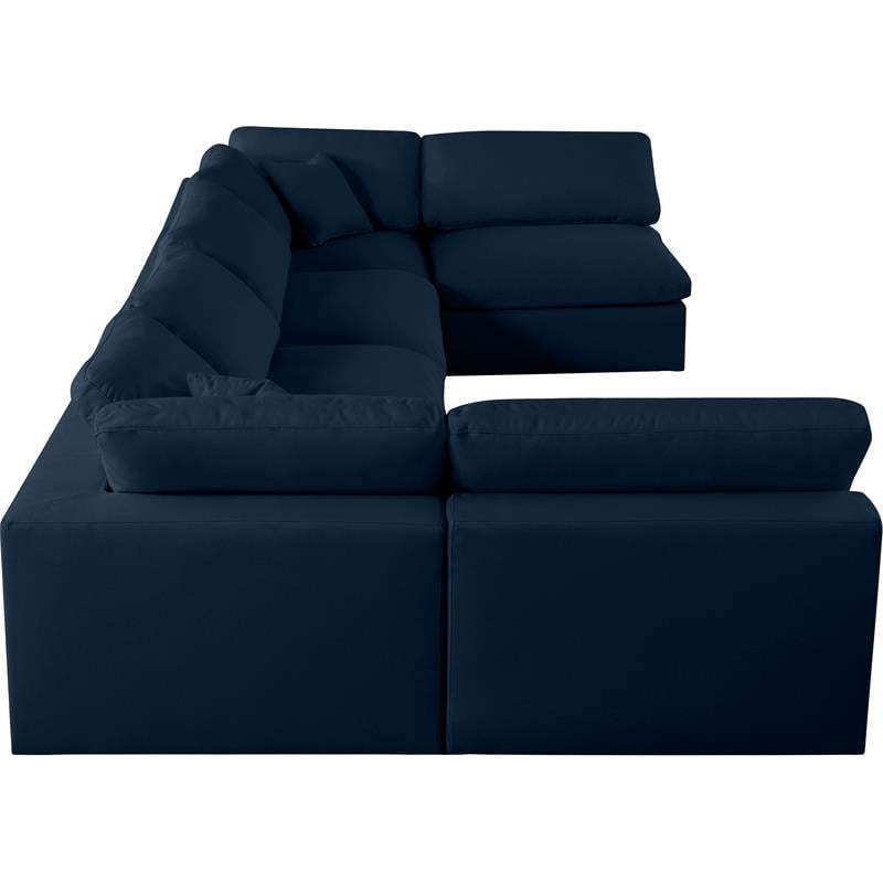 Meridian Furniture Serene Navy Linen Fabric Deluxe Modular Sectional