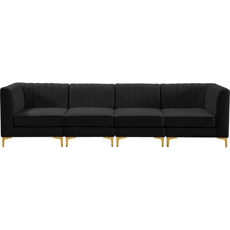 Meridian Furniture Alina Black Velvet Modular Sofa