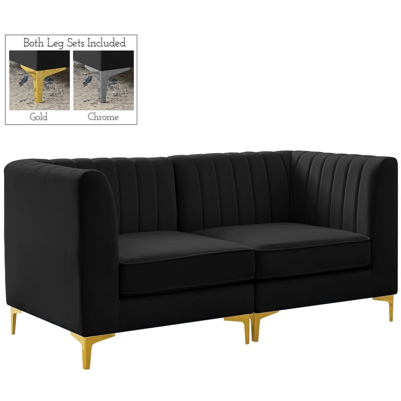 Meridian Furniture Alina Black Velvet Modular Sofa