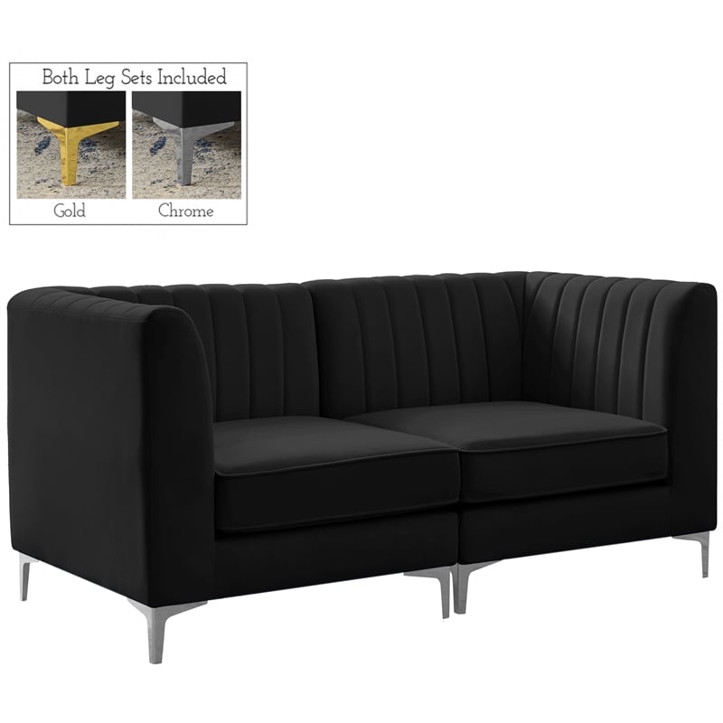 Meridian Furniture Alina Black Velvet Modular Sofa