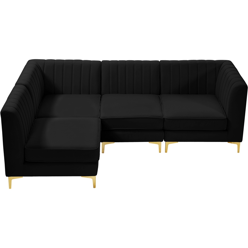 Meridian Furniture Alina Black Velvet Modular Sectional