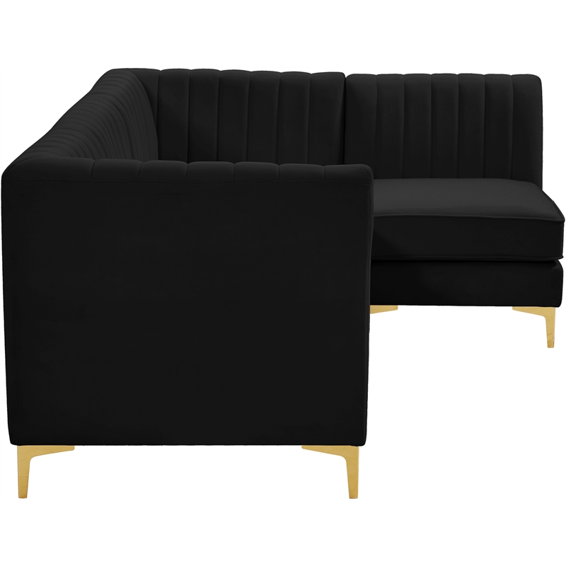 Meridian Furniture Alina Black Velvet Modular Sectional