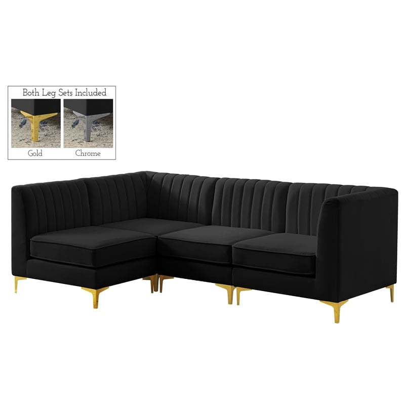 Meridian Furniture Alina Black Velvet Modular Sectional