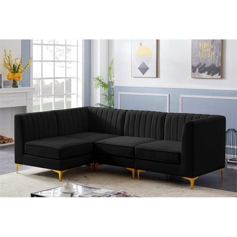 Meridian Furniture Alina Black Velvet Modular Sectional