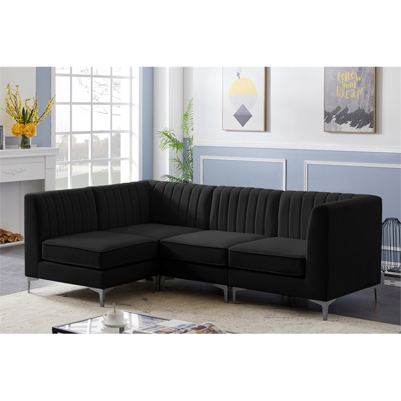 Meridian Furniture Alina Black Velvet Modular Sectional
