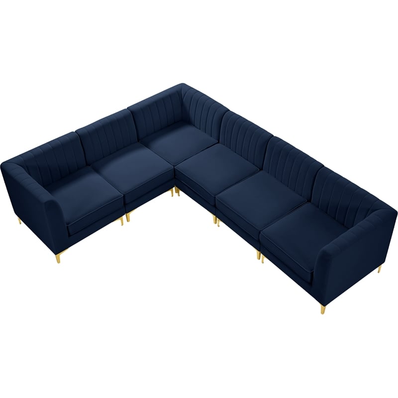 Meridian Furniture Alina Navy Velvet Modular Sectional