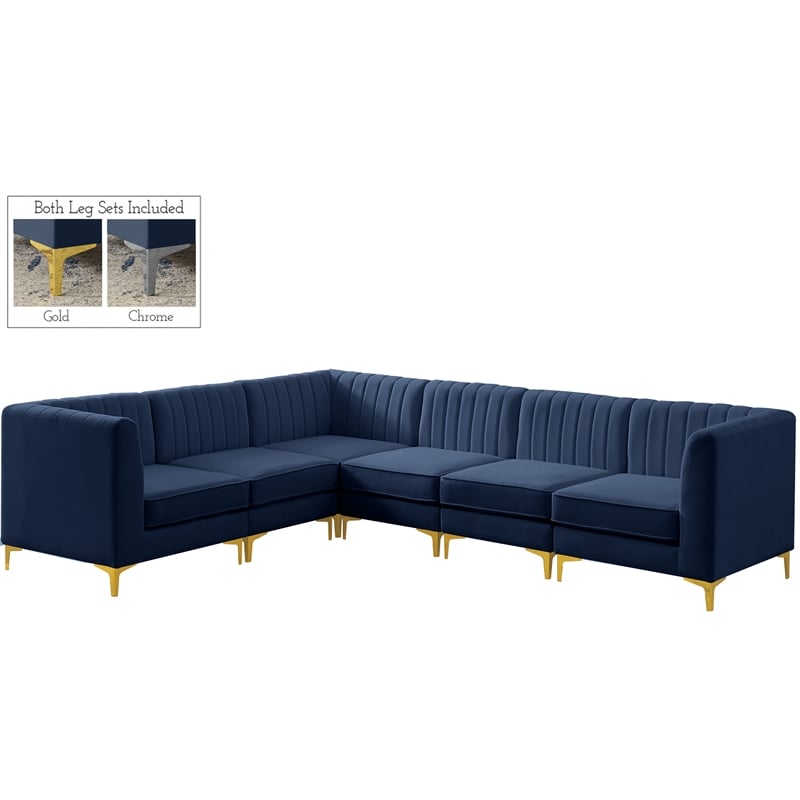 Meridian Furniture Alina Navy Velvet Modular Sectional