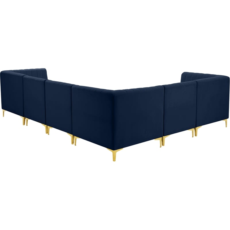 Meridian Furniture Alina Navy Velvet Modular Sectional