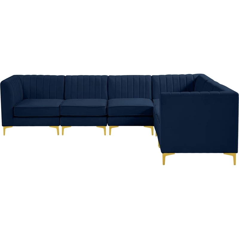 Meridian Furniture Alina Navy Velvet Modular Sectional