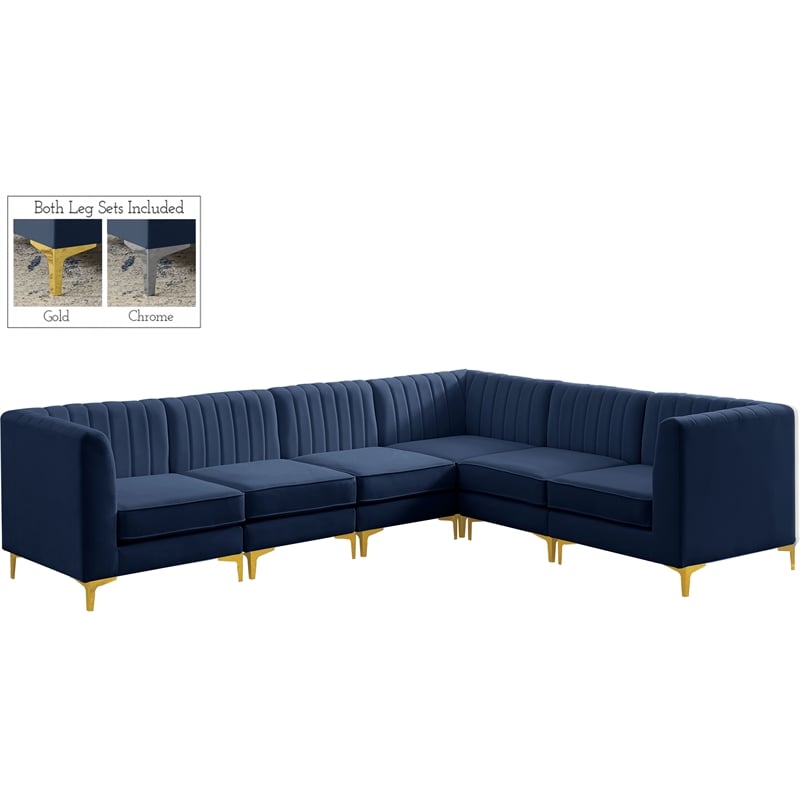 Meridian Furniture Alina Navy Velvet Modular Sectional