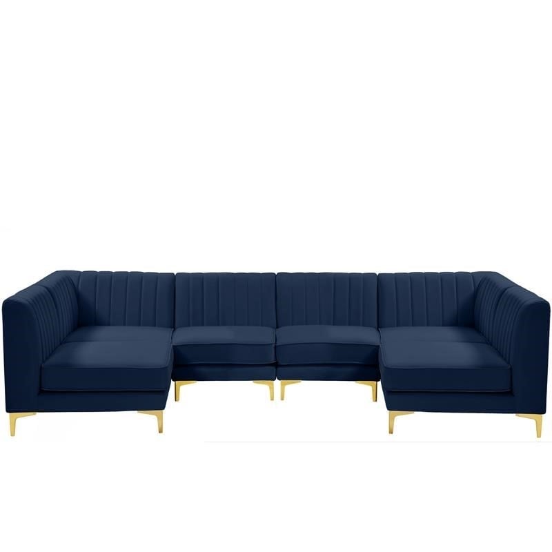Meridian Furniture Alina Navy Velvet Modular Sectional