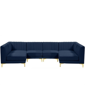 Meridian Furniture Alina Navy Velvet Modular Sectional