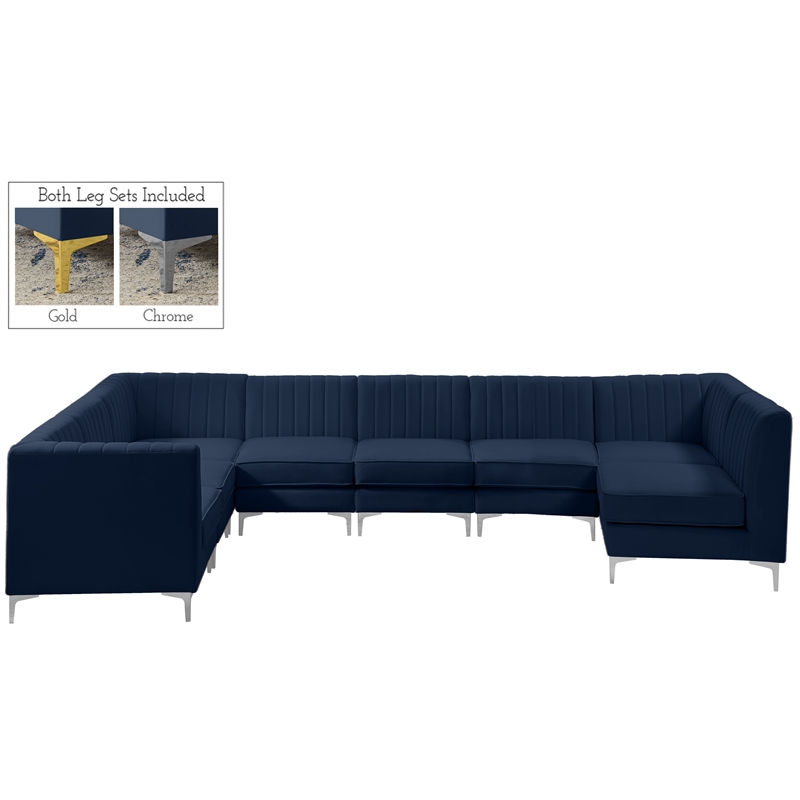 Meridian Furniture Alina Navy Velvet Modular Sectional