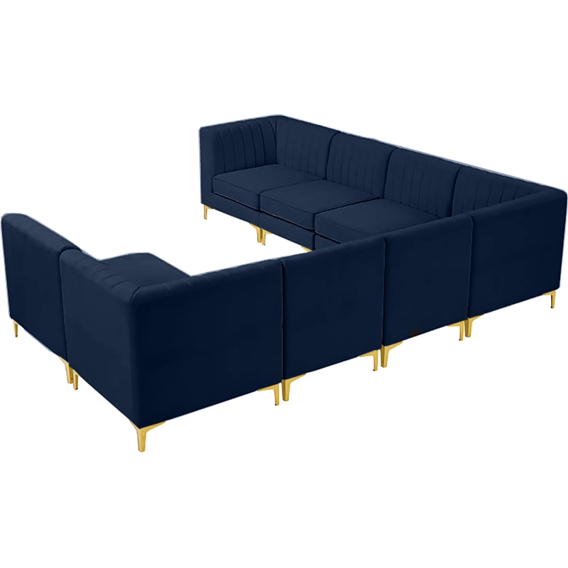 Meridian Furniture Alina Navy Velvet Modular Sectional
