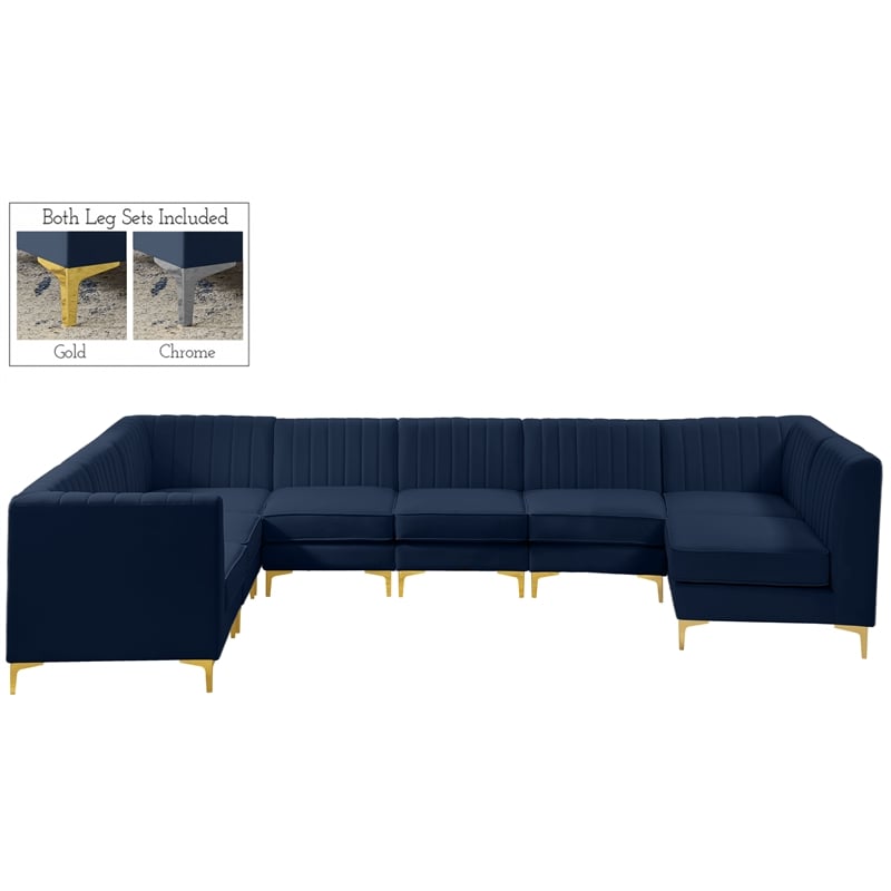 Meridian Furniture Alina Navy Velvet Modular Sectional