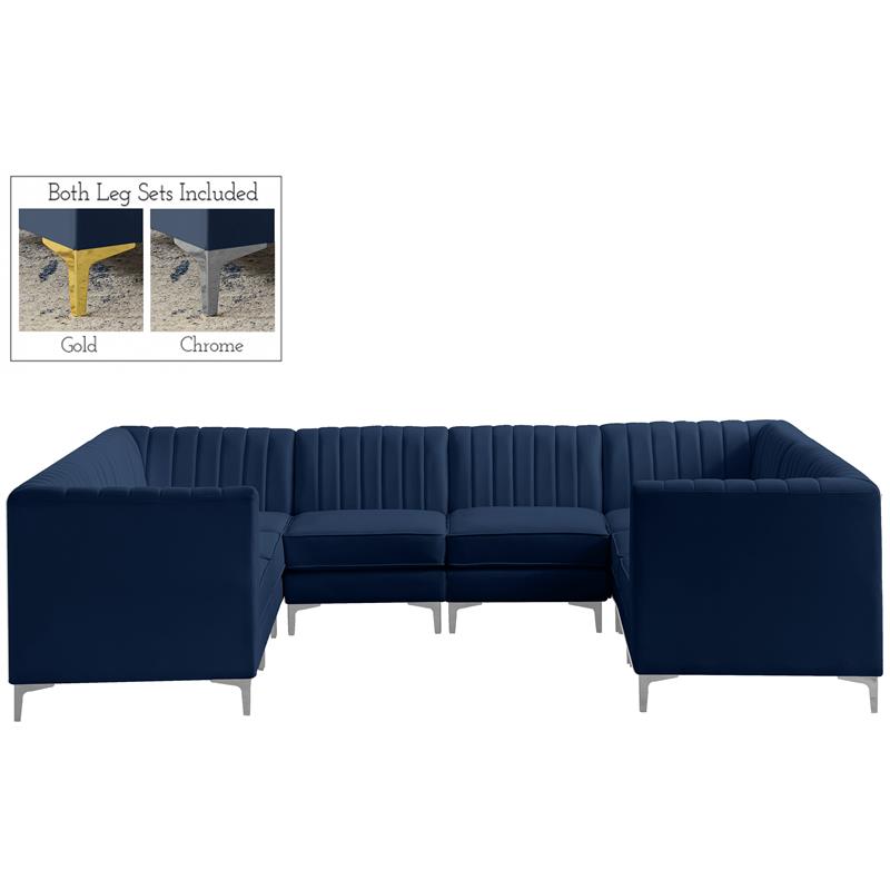 Meridian Furniture Alina Navy Velvet Modular Sectional