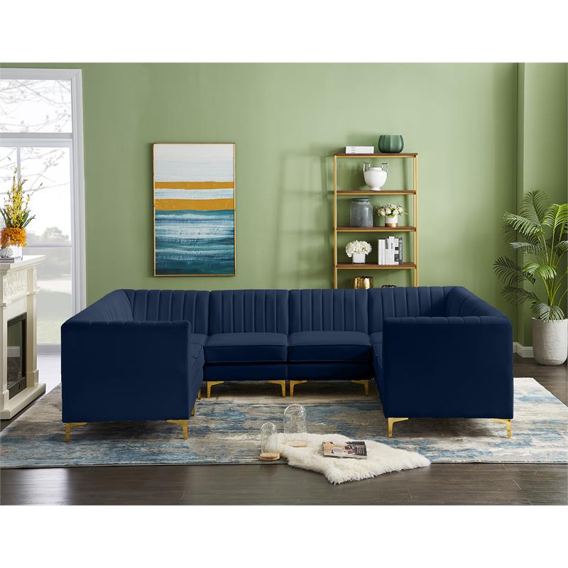 Meridian Furniture Alina Navy Velvet Modular Sectional