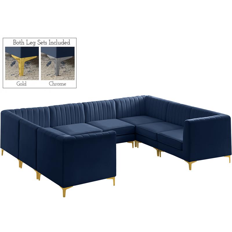 Meridian Furniture Alina Navy Velvet Modular Sectional